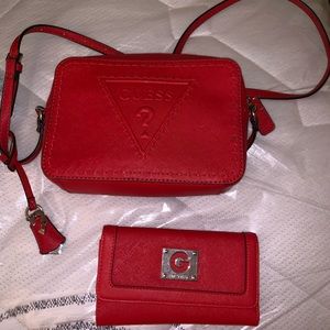 Guess Red Purse with Wallet